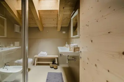 a bathroom with a sink and a toilet at Orizzonti d'Anaunia in Tassullo
