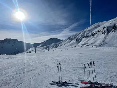 a group of ski poles in the snow on a mountain at Apartment Ardoney-1 by Interhome in Campitello