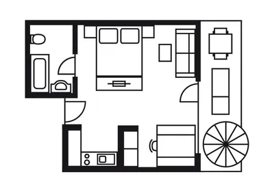 a black and white floor plan of a house at Andreas Hofer in Schenna