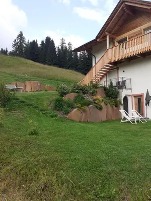 a house on a hill with a grass yard at Prensanueva in Santa Cristina in Val Gardena