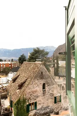 a view from a window of an old building at Apartment Villa Schmid in Bolzano