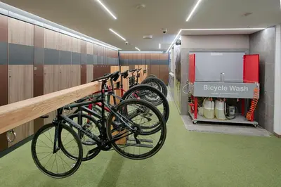 a bike parked in a bike rack in a gym at Active Hotel Malita in Arabba