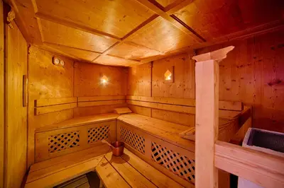 an inside view of a wooden sauna at Active Hotel Malita in Arabba