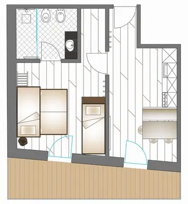 a floor plan of a building with furniture at Gasleidhof in Funes