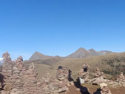 a group of rocks on the side of a mountain at Pitterle Hof in Meltina