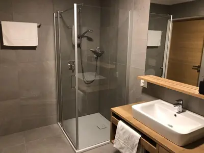 a bathroom with a shower and a sink at Apartment42 in Bressanone