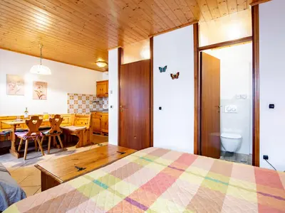 a bathroom with a shower and a toilet and a sink at Apartment Apt 39 by Interhome in Alba di Canazei