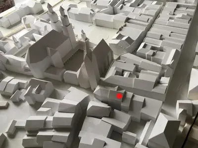 a rendering of a white maze with people in it at White Tower of Love in Bressanone