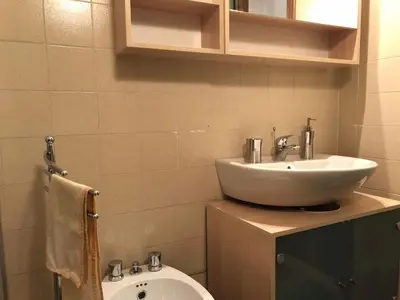 a bathroom with a sink and a toilet at Mellon House in Falcade