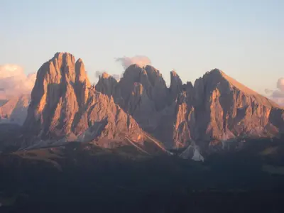 a view of a mountain range at sunset at Appartment Kircherhof in Laion