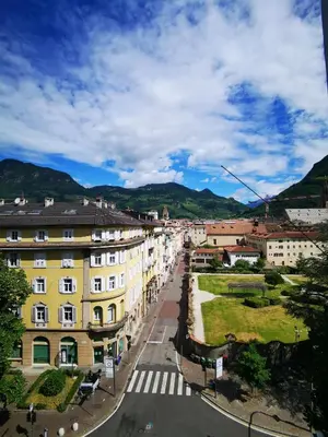 a view of a city with buildings and a street at Apartment BELLA VISTA in Bolzano