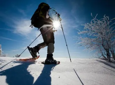 a person on skis in the snow with the sun at Monte Pelmo in Alleghe