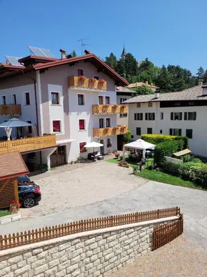 arial view of a building with a parking lot at Appartamento 