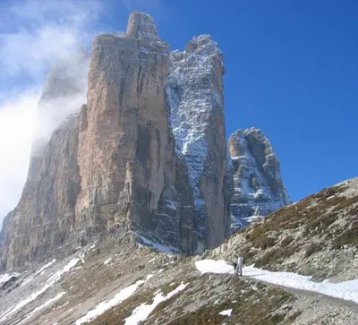 a person standing on the side of a mountain at Lienharterhof in Monguelfo