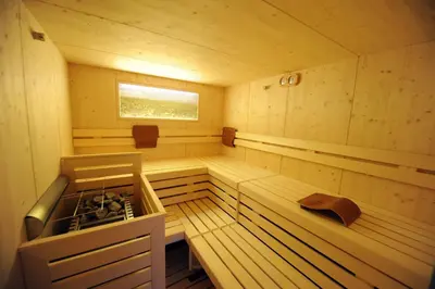 a inside of a wooden sauna at Apartments Rusctlea in Selva di Val Gardena
