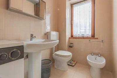 a bathroom with a sink and a toilet at Condominio Le Coste in Falcade