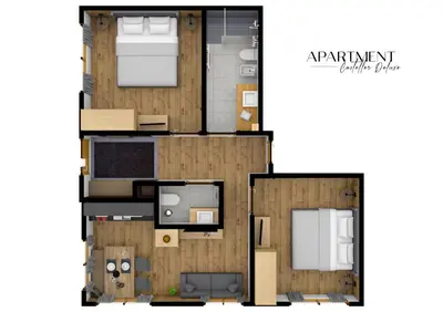 a floor plan of a small apartment at Casteller Apartment Deluxe in La Villa