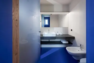 a bathroom with a white sink and a toilet at Alpe di Susi in Castelrotto
