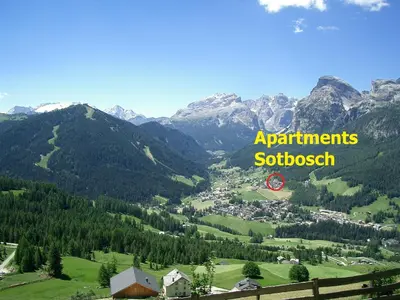 a view of a valley with mountains in the background at Apartments Sotbosch in La Villa