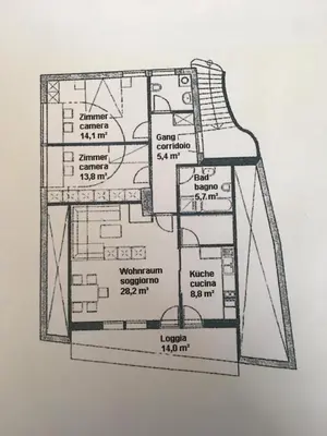 a drawing of a floor plan of a building at Weingut Eberlehof in Bolzano