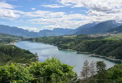 a view of a river in a valley with mountains at Casa Bolego in Cagnò