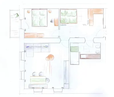 a drawing of a floor plan of a house at Puenlandhof in Brunico
