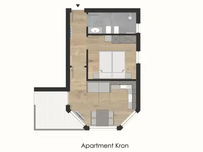 a floor plan of a small apartment koren at Pramstaller Apartments in San Lorenzo di Sebato