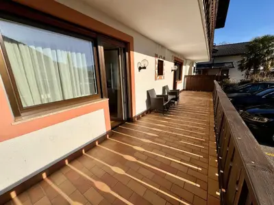 a view from a balcony of a road and vineyards at Apartment Steinach in Lagundo