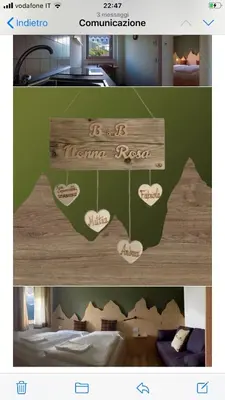 a collage of two pictures of a room with a bed at B and B nonna Rosa vista Lagorai in Capriana