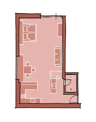 a vector drawing of a floor plan of a house at Kandlerhof in Bolzano