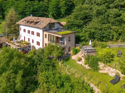 an aerial view of a house on a hill at Firmelein in Appiano sulla Strada del Vino