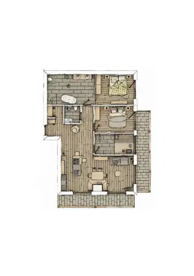 a drawing of a floor plan of a building at MULIN Appartements in Valles