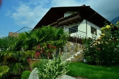a house on a hill with some plants in front of it at Residence BADLEIT in Lagundo