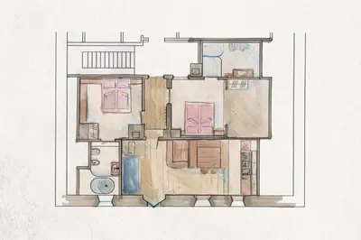 a drawing of a floor plan of a house at Lüch Colz in Badia