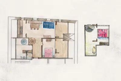a drawing of a floor plan of a room at Lüch Colz in Badia