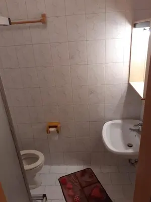 a bathroom with a toilet and a sink at Vacanzemoena - Casa del Moro in Moena