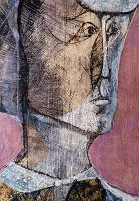 a drawing of a man wearing a hat at Locanda degli Artisti Art Hotel in Canazei