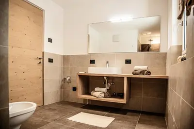 a bathroom with a shower with a sink at Willmüllerhof in Perca