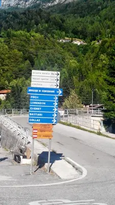 a street sign on the side of a road at Casa Alpina in Cencenighe