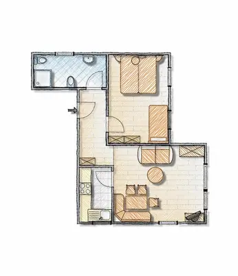 a drawing of a floor plan of a house at Residence Hofer in Valdaora