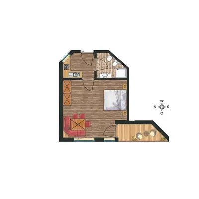 a floor plan of a tiny house at Residence Ciasa Giardun in La Villa