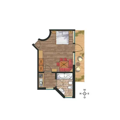 a floor plan of a small bathroom with a toilet at Residence Ciasa Giardun in La Villa