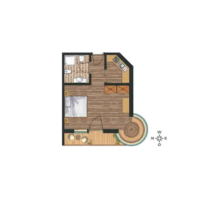 a floor plan of a tiny house at Residence Ciasa Giardun in La Villa
