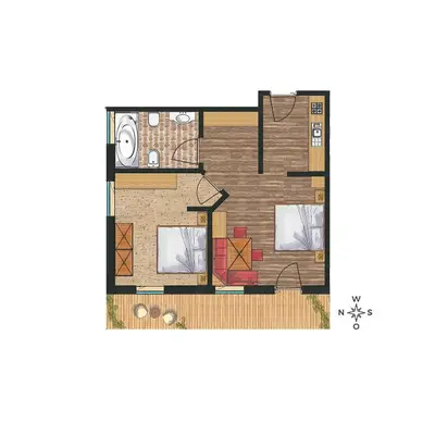 a drawing of a floor plan of a house at Residence Ciasa Giardun in La Villa