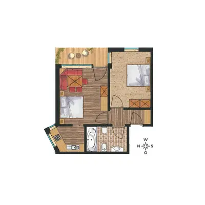 a drawing of a floor plan of a house at Residence Ciasa Giardun in La Villa