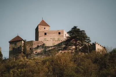 a castle sitting on top of a hill at Pitzner - Winery & Suites in Cornedo all'Isarco