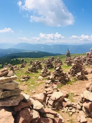 a pile of rocks sitting on top of a field at Rempphof in San Genesio Atesino