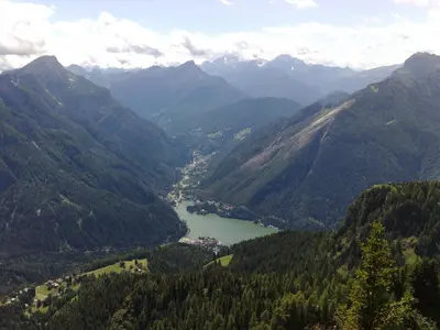 a view of a valley in the mountains at Casa NeveXenne & La Casa di Blek in Alleghe