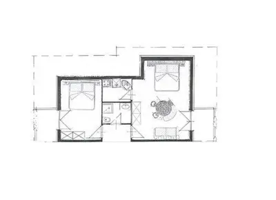 a drawing of a floor plan of a house at Appartments Geislerblick in Castelrotto
