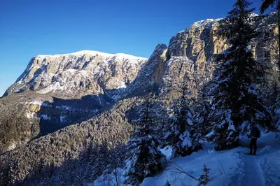 a person standing on a snow covered mountain at App Schlossblick - Wohnung Hammerwand 2 in Umes